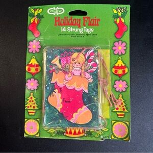Vintage Cleo 14 Strung Tags Christmas Gift Tags Holiday Flair